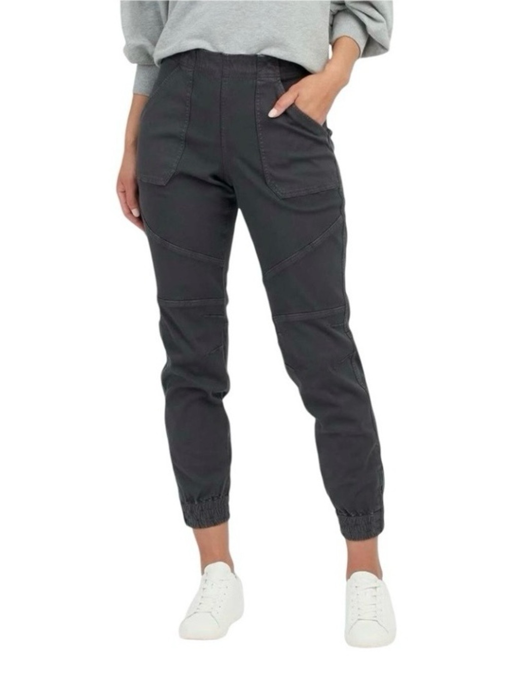 SPANX Stretch Twill Cargo Jogger Pants Washed Black M Grey 20319R Streetwear
